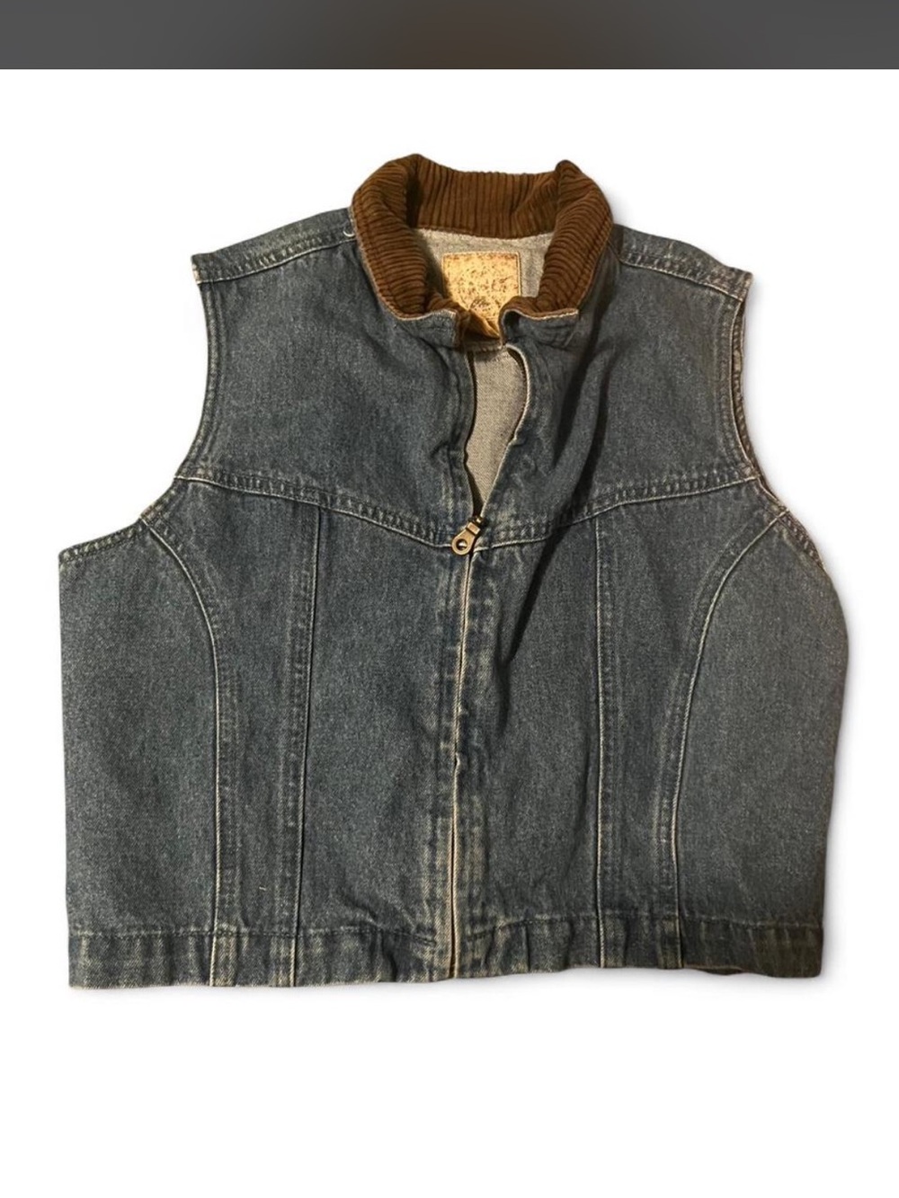 Vintage denim vest with corduroy collar size M
